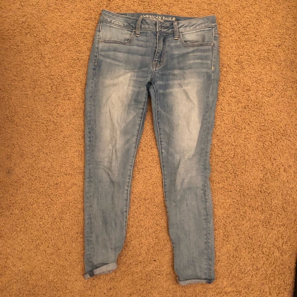 Medium wash medium waist skinny jeans from AEO